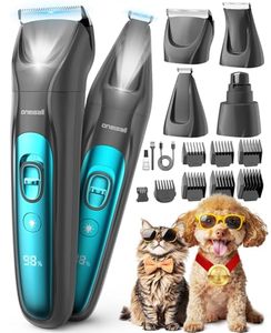 lot 5414 image: oneisall Quiet Dog Clippers for Grooming LED Light, Cordless Dog Grooming Kit 4 in 1, 2000mAh Pet Clippers Paw Trimmer Nail Grinder for Paw, Nail, Face, Ears, Legs, Body