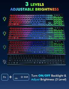 lot 5416 image: Wireless Keyboard and Mouse Combo - RGB Backlit, Rechargeable & Light Up Letters, Full-Size, Ergonomic Tilt Angle, Sleep Mode, 2.4GHz Quiet Keyboard Mouse for Mac, Windows, Laptop, PC