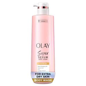 lot 5424 image: Olay Super Serum Body Wash for Extra Dry Skin, 24hr Long Lasting Hydration, 5 Ingredient Serum Complex for Bright Even Firm Luminous Skin, 18.5 fl oz