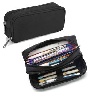 lot 5429 image: Della Gao Pencil Case Large Capacity Pencil Pouch Aesthetic Pencil Box for Office Stationery Organizer, Simple Sturdy Multifunctional Pencil Bag for Men - Black
