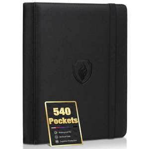lot 5438 image: Premium 9 Pocket Card Binder for 540 Cards, Fabmaker PU Cover Trading Card Binder, Sturdy Card Collection Album, Sleek Card Holder Folders for YuGiOh, MTG, TCG, Game Cards & Sports Cards, Black