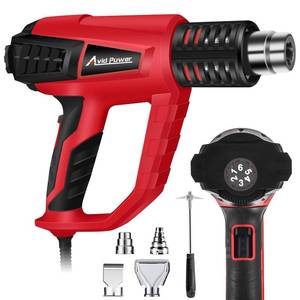 lot 5449 image: AVID POWER 1500W Heat Gun with Variable Speed, Hot Air Gun 122-1022, 3-Temp Settings, Five Nozzle Attachments for Crafts, Tube Bending, Stripping Paint