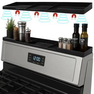 lot 5450 image: Silicone Magnetic Stove Shelf For Back Of Stove - Over The Stove Shelf, Magnetic Stove Top Shelf, Over The Stove Spice Rack, Oven Shelf For Top Of Stove, Heat Resistant Black