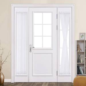 lot 5453 image: MIULEE 2 Panels Sidelight Curtains for French Door Sheer Panels Light Filtering Window Treatment for Narrow Door 25 x 72 Inches with Tieback - 2 Panels, White