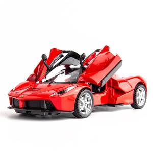 lot 5477 image: BDTCTK 132 Farrari Car Model Pull Back Car with Sound and Light for Kids Boy Girl, Metal Body Door Opened Red