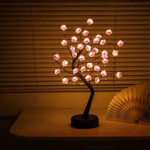 lot 5479 image: Cherry Blossom Tree Lamp, 18inch 36 Led Bonsai Tree Lights, BatteryUSB Operated Japanese Decor Night Lights for Bedroom Home Idea,Warm White