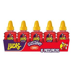 lot 5484 image: Lucas Chamoy Flavored Hot Liquid Candy, Gusano, 10 Pieces, 1.26 Ounces (Pack Of 9)