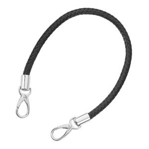 lot 5490 image: uxcell Leather Purse Strap, 1Pc 50cm19.69 Short Leather PU Braided Purse Replacement Handle with Metal Buckles for Underarm Bags, Handbags (Black Strap  Silver Clasp)