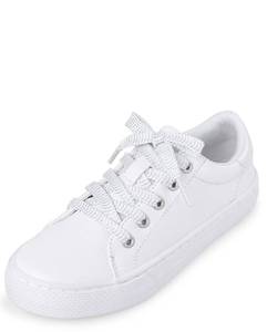 lot 5493 image: The Childrens Place,girls,The Childrens Place Girls Low Top Sneakers,Uniform Low Top Sneakers,White,1 Big Kid