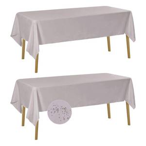lot 5495 image: Fokitut 2 Pack Waterproof Rectangle Tablecloth, 60x120 Inch,Stain Resistant and Wrinkle Polyester Table Cloth, Fabric Table Cover for Kitchen Dining, Wedding, Party, Holiday Dinner-Silver