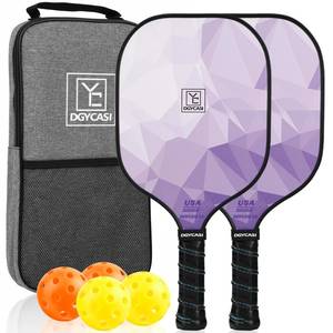 lot 5496 image: Pickleball Paddles Set of 2, 2025 USAPA Approved Pickleball Set, Fiberglass Lightweight Pickle Ball Rackets 2 Pack, 2 Outdoor Pickleball, 2 Indoor Pickleball Balls, 1 Pickleball Bag for Women and Men