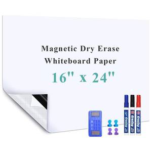 lot 5498 image: Warasee Magnetic Dry Erase Whiteboard Sticker, 16 x 24 Stick on Whiteboard for Wall, Dry Erase Board Peel and Stick for Kids, Office, Home, with Marker, Eraser and Magnets (Adhesive Backing)