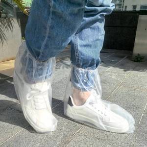 lot 5511 image: 10 Pairs Disposable Waterproof Rain Shoe Covers - Clear Plastic Ankle-Length Universal Fit, One-Size-Fits-All for Men & Women