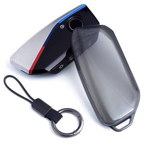 lot 5512 image: MIHUMIMO Car Key Fob Cover Case Keychain Compatible with BMW X1 X2 X3 X5 X6 X7 530i 540i 740i iX XM i5 i7 2023 2024 2025 Transparent Black