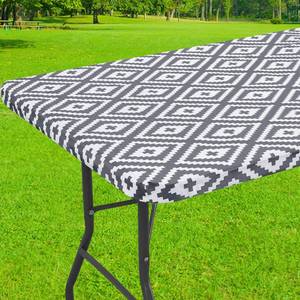 lot 5513 image: Smiry Rectangle Picnic Table Cloth, Waterproof Elastic Fitted Outdoor Tablecloths for 6 Foot Tables, Wipeable Flannel Backed Vinyl Table Cover for Camping, Dining and Indoor (30x72, Grey)
