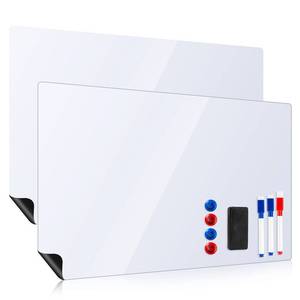 lot 5518 image: Magnetic Dry Erase White Boards for Refrigerator, 2 Pack 17x12 Fridge Whiteboards Menu Organizer Boards, 3 Markers with Eraser, 1 Big Dry Eraser and 4 Pin Magnets for Grocery List, Planner, Kitchen