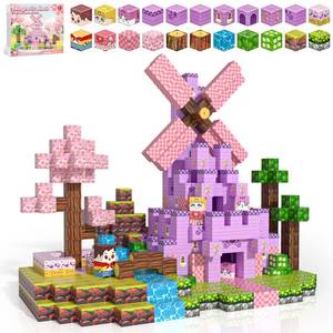 lot 5519 image: Kryzomat 100PCS Magnetic Blocks, Magnetic Building Blocks for Kids Age 4-8, Pink Princess Castle Toys for Girls, STEM Sensory Birthday Gift for Kids Age 3 Years Old