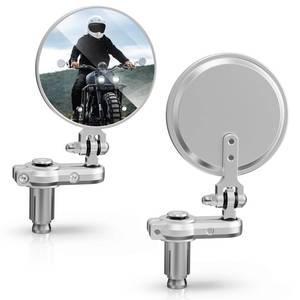 lot 5523 image: MICTUNING Universal Motorcycle Mirrors - 3 Inch Round Folding Bar End Side Mirror Compatible with Honda, Scooter, Suzuki, Yamaha, Kawasaki, Victory and More, Silvery Gray