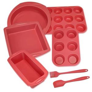 lot 5528 image: Economical 7in1 Nonstick Silicone Baking Cake Pan Cookie Sheet Molds Tray, Heat Resistant Bakeware Tools for Muffin Loaf Bread Pizza Cupcake