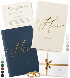 lot 5544 image: ARTESORI Premium Wedding Vow Book for Her & Him, Soft Touch, Gold Foil, 28 Lined Pages, Wedding Vow Books His and Hers, Wedding Essentials, Wedding Registry Ideas, His and Hers Gifts Ivory & Navy