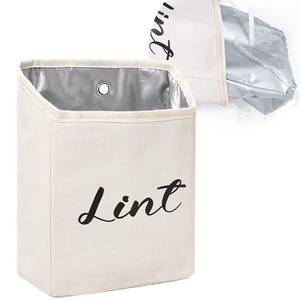 lot 5553 image: Kamehame Magnetic Lint Bin for Laundry Room Organization and Storage, Cotton Linen Lint Bag, Wall Mount Space Saving Washer Dryer Trash Can Collector