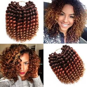 lot 5557 image: 8 Inch Jamaican Bounce Crochet Hair 22 Strands Jumpy Wand 4 Packs Curly Crochet Hair for Black Women (8 Inch (Pack of 4), 1B3027)