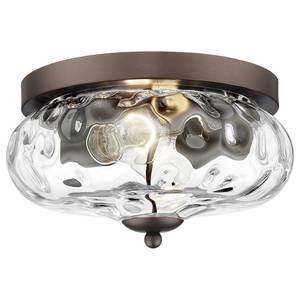 lot 5561 image: Darkaway Ceiling Light Fixtures Flush Mount Indoor Outdoor Ceiling Light with Water Ripple Glass Shade for Hallway Kitchen Bedroom Porch Living Room Bronze Finish
