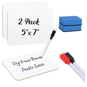 lot 5567 image: Affrolling 2 Sets Small Whiteboard Dry Erase Boards 5 x7 Mini Double Sided Dry Erase Lap Boards with Markers Erasers Pen Holders Personal Whiteboards for Students Classroom Teacher