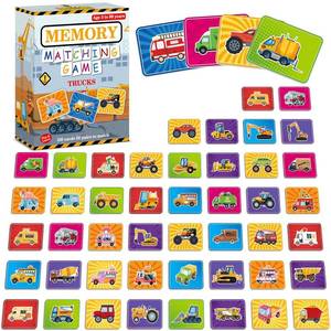lot 5571 image: gisgfim 50 Pairs Memory Matching Game Trucks Concentration Memory Card Games for Kids Preschool Educational Ages 3-8 A Fun & Fast Vehicle Theme Matching Games
