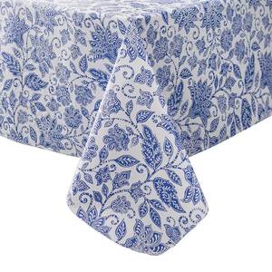 lot 5579 image: Vinyl Tablecloth with Flannel Backed Waterproof Oil-Proof PVC Table Cloth Wipeable Spill-Proof Plastic Table Cover for Indoor and Outdoor(Flower, 60 x 102 Inch Rectangle)