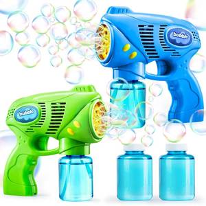 lot 5586 image: JOYIN 2 Kids Bubble Gun with 2 Bottles Refill Solution, Bubble Machine Gun for Toddlers 1-3 Kids 4-8, Party Favors, Summer Toy, Outdoors, Easter, Birthday Gift