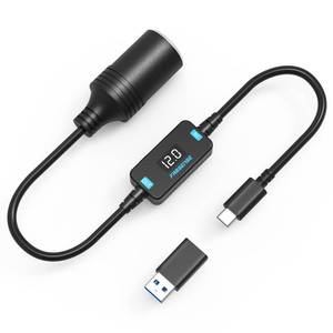 lot 5589 image: FARSENSE USB C to 12V Cigarette Lighter Adapter-USB C to 12V Adapter,Type C Male to 12V Cigarette Lighter Socket Female Cable(1FT) Supports Voltage Display for Dash Cam,GPS,Driving Recorder,Etc 1 Pack