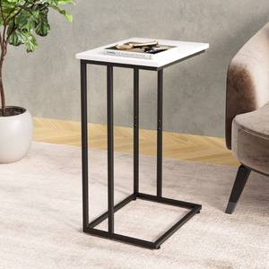lot 5591 image: Innerjoin Wide C Side Table,C Couch Laptop Table with Metal Frames, Small Snack End for Sofa and Bed, Retro Table, Living Room Bedroom, Industrial Style, White