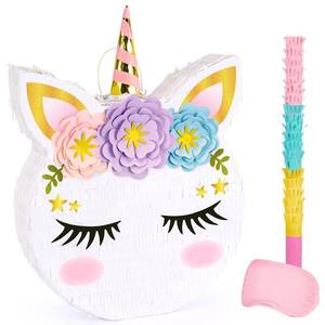 lot 5594 image: WERNNSAI Unicorn Pinata - Unicorn Party Supplies Pinata with Stick and Blindfold for Girls Kids Birthday Party Game Anniversary Classroom Activities Unicorn Them Party Decorations(15.7 x 12.2)
