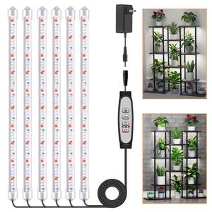 lot 5595 image: SDOVUERC 6 Bars Grow Light Strips for Indoor Plants with Auto ONOff Timer 61218H, 5 Dimmable Levels for Shelves Plant Growing(Pack 1)