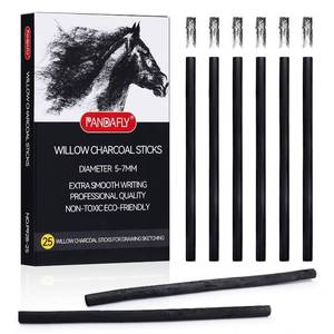 lot 5597 image: PANDAFLY Willow Charcoal Sticks, Soft, Black Artist Vine Charcoal for Artists, Beginners, Students, Great for Sketching, Drawing, Shading and Fine Art, 5-7mm, 25 Pack