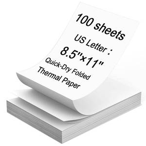 lot 5598 image: Thermal Printer Paper 8.5 x 11 Inch, 100 Sheets US Letter Size Thermal Paper, Compatible with M08FA40 Thermal Portable Printer, Continual Feeding Folded Printing Paper (100 SheetsContinuous Folding)