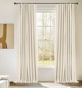 lot 5599 image: INOVADAY 100% Blackout Curtains for Bedroom, Black Out Curtains 84 Inch Long, Clip Rings Linen Blackout Drapes, Thermal Insulated Room Darkening for Living Room, 2 Panels - Cream,W50xL84