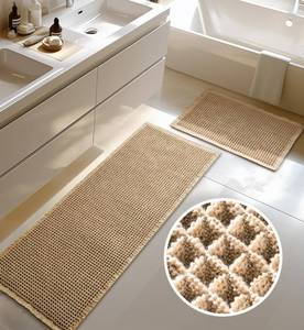 lot 5601 image: Furicher Large Waffle Bath Mat Set, Non Slip Bath Rug Set, Ultra Absorbent Bath Mats for Bathroom Decor, Extra Soft Floor Bathroom Rugs Sets 2 Piece, Washable Bath Runner Rug, Brown, 20x47 &amp 16x24