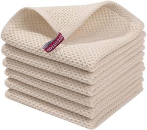 lot 5608 image: Homaxy 100% Cotton Waffle Weave Kitchen Dish Cloths, Ultra Soft Absorbent Quick Drying Dish Towels, 12 x 12 Inches, 6-Pack, Beige