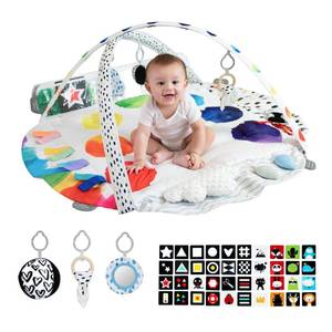 lot 5621 image: YHPOYLP Baby Play Gym, 4 Zone Sensory & Motor Skills Development Activity Mat, Large 45 Padded Palette Play Mat for Newborn to Toddler with STEM Based Toys, Textures, Learning Cards