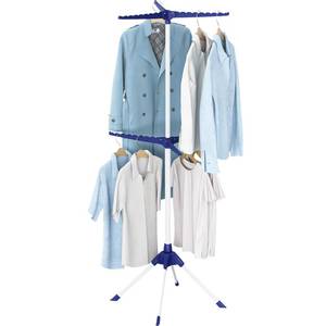 lot 5622 image: APEXCHASER Clothes Drying Rack, 2-Tier Folding Laundry Drying Rack, 57-Inch Collapsible Clothing Rack 4 Legs, 6 Arms for 48 Hangers, Portable Clothes Airer for Indoor Outdoor Beach RV Travel, Blue