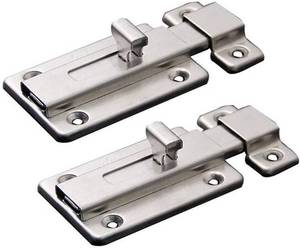 lot 5637 image: Door Bolts, 2 Pieces Stainless Steel Latch Sliding Door Lock, Surface Mounted Slide Bolt for All Types of Internal Doors