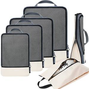lot 5642 image: BAGAIL 4 Set6 Set8 Set Compression Packing Cubes Travel Accessories Expandable Packing Organizers (Half Mesh, 6-Beige)