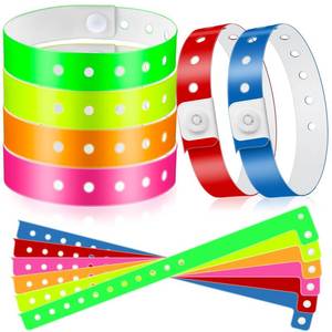 lot 5643 image: Jetec 48 Pieces Vinyl Plastic Wristband for Events Concerts Carnivals Nightclubs Disposable Wristband for Finger Sucking Prevention, Multi-color(Classic Style)