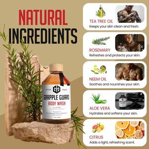 lot 5646 image: Grapple Guard Tea Tree Body Wash for Men and Women - All Natural Body WashSoap with Citrus Scent, Neem & Rosemary Oils for Grappling Enthusiasts, Jiu Jitsu, MMA, & Judo Athletes, 10 oz