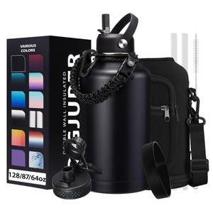 lot 5653 image: DIGJUPER Insulated Water Bottle 64oz - wParacord Handle, Straw & Spout Lids, Carrier Bag, Half Gallon Sport Stainless Steel Water Flask Jug, Thermo Mug Double-wall Vacuum Water Bottle