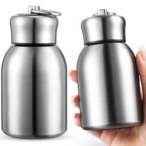 lot 5666 image: Mifoci 2 Pcs 10oz Mini Water Bottles Stainless Steel Slim Insulated Thermal for Hot Cold Drink Thermal Small Vacuum Portable Water Bottle for Women Gifts Travel Camping Hiking (Steel Color)
