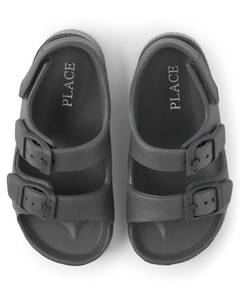 lot 5675 image: The Childrens Place Baby Boys and Toddler Double Buckle Sandals with Backstrap Slide, Grey, 5