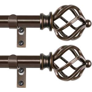 lot 6100 image: KAMANINA 2 Pack Curtain Rods 32 to 58 Inches (2.6-4.8ft), 34 Inch Curtain Rods for Windows Splicing Adjustable Single Drapery Rod with Twisted Cage Finial, for Indoor and Outdoor, Bronze